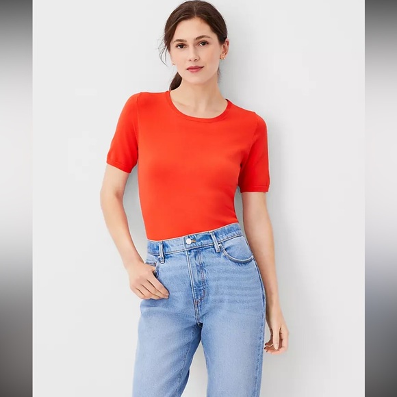 Ann Taylor Sweater Tee In Summer Orange - Picture 1 of 11